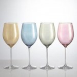 Pack Of Four Lustre Assorted 565ml Wine Glasses Yellow/Blue/Grey/Pink