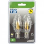 Dimmable Pack of Two 4W LED Filament Candle Bulbs White