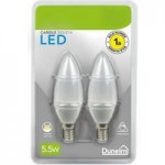 Dunelm Pack of 2 Dimmable 5.5W Pearl LED Candle Bulb White