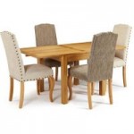 Lambeth Extendable Dining Table with 4 Kensington Chairs Natural