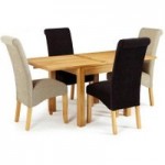 Lambeth 80-160cm Dining Set with 4 Kingston Plain Fabric Chairs Natural