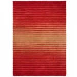 Auburn Ombre Red Wool Stripe Rug Red