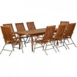 Royal Craft 8 Seat Extendable Dining Table and Lankawi Recliner Chairs Brown