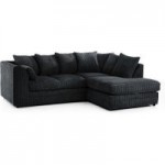 Chicago Jumbo Cord Right Hand Corner Sofa Black