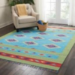 Blue and Green Baja 2 Rug Green/Multi-Coloured