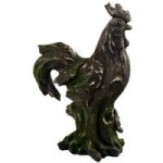 Drifwood Effect Cockerel Statue Brown