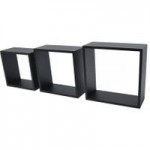 Triple Square Black Cube Shelves Black