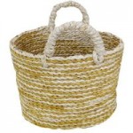 Elements Oval Ochre Stripe Basket Ochre