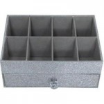 Make Up Holder With Drawer Silver