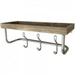 Wooden Shelf With Hooks Natural
