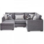 Lucas Modular Corner Sofa and Footstool Grey