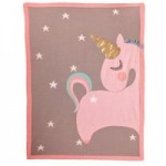 Bizzi Growin Rainbow And Unicorns Knitted Blanket Pink