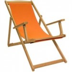 Charles Bentley Orange Wooden Deck Chair Orange