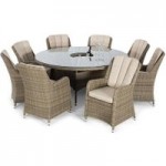 Maze Rattan Winchester 8 Seat Round Dining Set with Ice Bucket and Venice Chairs Brown