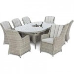 Maze Rattan Oxford 8 Seat Oval Dining Set with Ice Bucket and Venice Chairs Grey