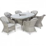 Maze Rattan Oxford 6 Seat Oval Dining Set with Ice Bucket Grey