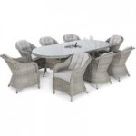 Maze Rattan Oxford 8 Seat Oval Dining Set with Ice Bucket Grey
