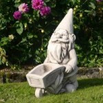 Antique Stone Effect Wheelbarrow Gnome White
