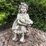 Tinted Stone Effect Flower Fairy Sitting White