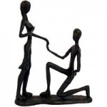 Mocha Marriage Proposal Iron Figurine Brown