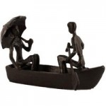 Mocha Romantic Boat Trip Iron Figurine Brown