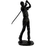 Mocha Golfer Man Iron Figurine Brown