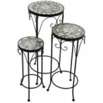 Verde Tall Set of 3 Plant Stands Black