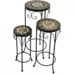 Brava Tall Set of 3 Plant Stands Black