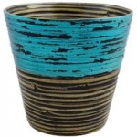 Small Blue Bamboo Plant Pot Blue
