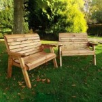 Charles Taylor Wooden Angled Twin Bench Set Natural