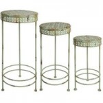Fallen Fruits Industrial Heritage Set of 3 Round Plant Stands Green