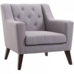Charley Modern Button Back Chair – Light Grey Light Grey