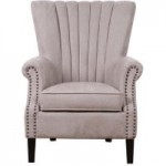 Lottie Pleated Wingback Chair – Oatmeal Grey