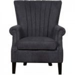 Lottie Pleated Wingback Chair – Grey Grey