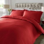 Xquisite Home Sateen Red Stripe 300 Thread Count Cotton Duvet Cover and Pillowcase Set Red