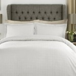 Xquisite Home Luxury 400 Thread Count Cotton Satin Check White Duvet Cover and Pillowcase Set White