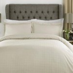Xquisite Home Luxury 400 Thread Count Cotton Satin Check Cream Duvet Cover and Pillowcase Set Natural