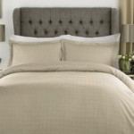 Xquisite Home Luxury 400 Thread Count Cotton Satin Check Latte Duvet Cover and Pillowcase Set Natural