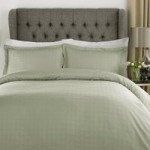 Xquisite Home Luxury 400 Thread Count Cotton Satin Check Green Duvet Cover and Pillowcase Set Green