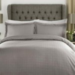 Xquisite Home Luxury 400 Thread Count Cotton Satin Check Silver Duvet Cover and Pillowcase Set Grey