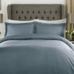 Xquisite Home Luxury 400 Thread Count Cotton Satin Check Smoky Duvet Cover and Pillowcase Set Blue