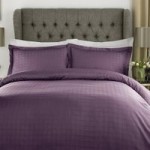 Xquisite Home Luxury 400 Thread Count Cotton Satin Check Purple Duvet Cover and Pillowcase Set Purple