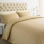 Xquisite Home Luxury 250 Thread Count Cotton Stripe Beige Duvet Cover and Pillowcase Set Natural