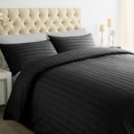 Xquisite Home Luxury 250 Thread Count Cotton Stripe Black Duvet Cover and Pillowcase Set Black