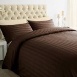 Xquisite Home Luxury 250 Thread Count Cotton Stripe Brown Duvet Cover and Pillowcase Set Brown