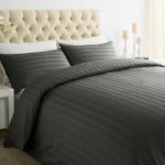 Xquisite Home Luxury 250 Thread Count Cotton Stripe Grey Duvet Cover and Pillowcase Set Grey