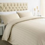 Xquisite Home Luxury 250 Thread Count Cotton Stripe Ivory Duvet Cover and Pillowcase Set Cream