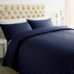 Xquisite Home Luxury 250 Thread Count Cotton Stripe Navy Duvet Cover and Pillowcase Set Blue