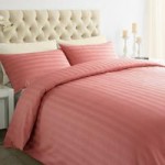 Xquisite Home Luxury 250 Thread Count Cotton Stripe Peach Duvet Cover and Pillowcase Set Pink