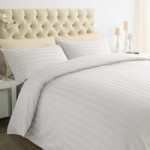 Xquisite Home Luxury 250 Thread Count Cotton Stripe White Duvet Cover and Pillowcase Set White